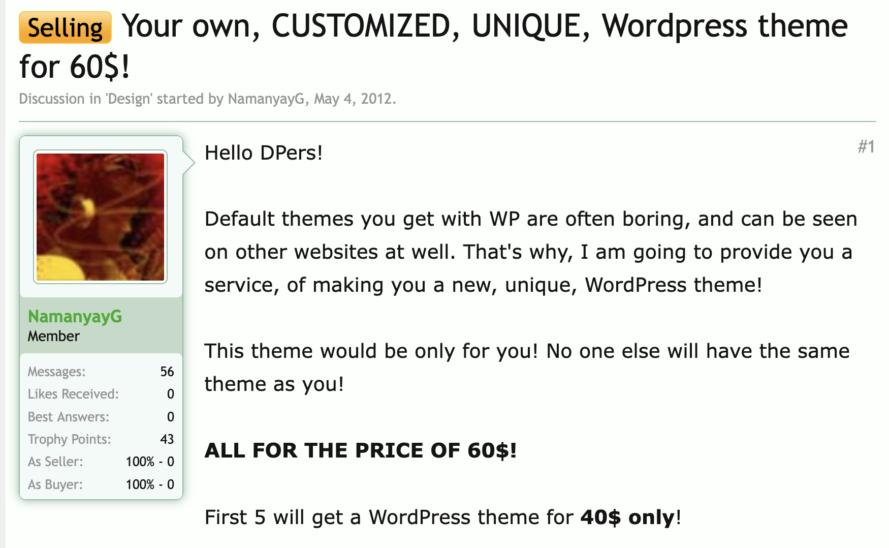 Namanyay Goel's Online WordPress Theme Businesses