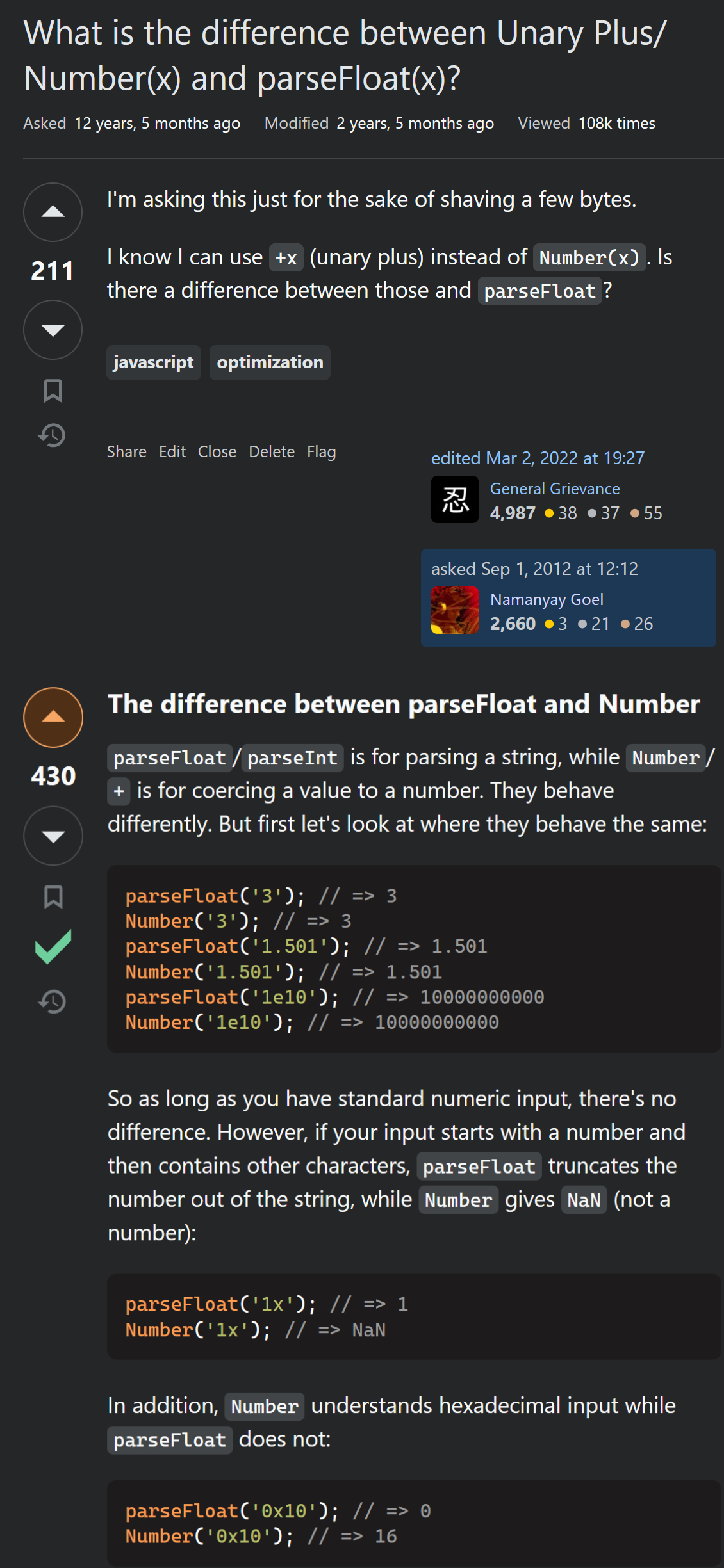 Stack Overflow question and answer