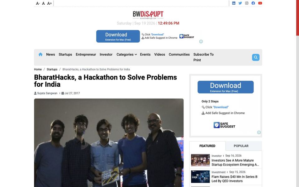 BW Disrupt · BusinessWorld: BharatHacks, a Hackathon to Solve Problems for India