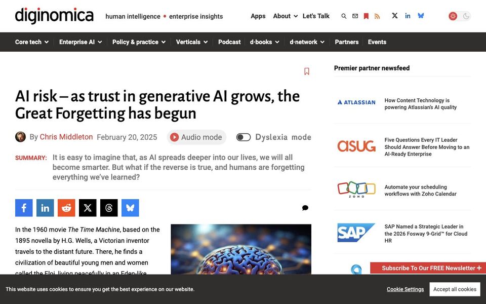 Diginomica: AI risk — as trust in generative AI grows, the Great Forgetting has begun