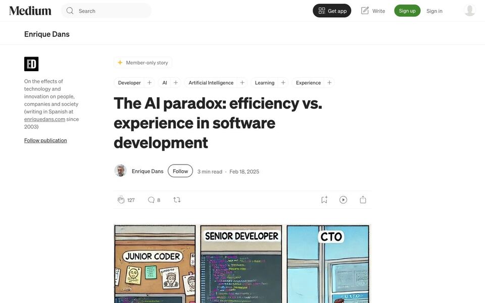 Enrique Dans · IE Business School: The AI paradox: efficiency vs. experience in software development