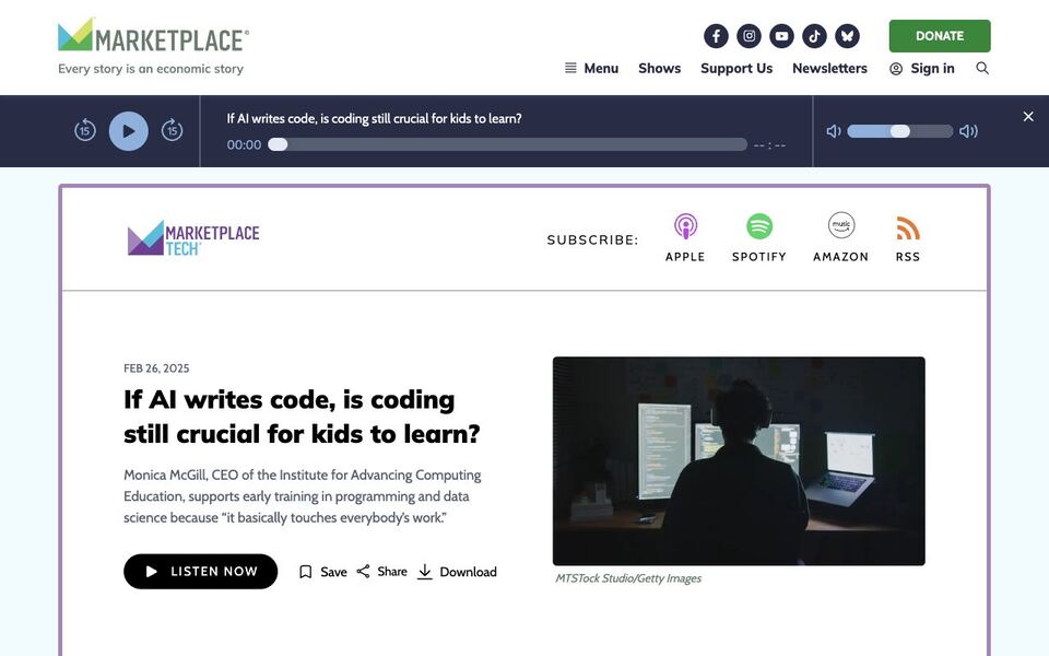 Marketplace Tech (APM): If AI writes code, is coding still crucial for kids to learn?