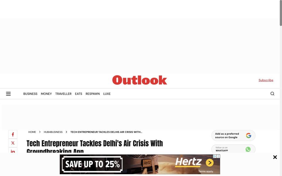 Outlook India: Tech Entrepreneur Tackles Delhi’s Air Crisis With Groundbreaking App