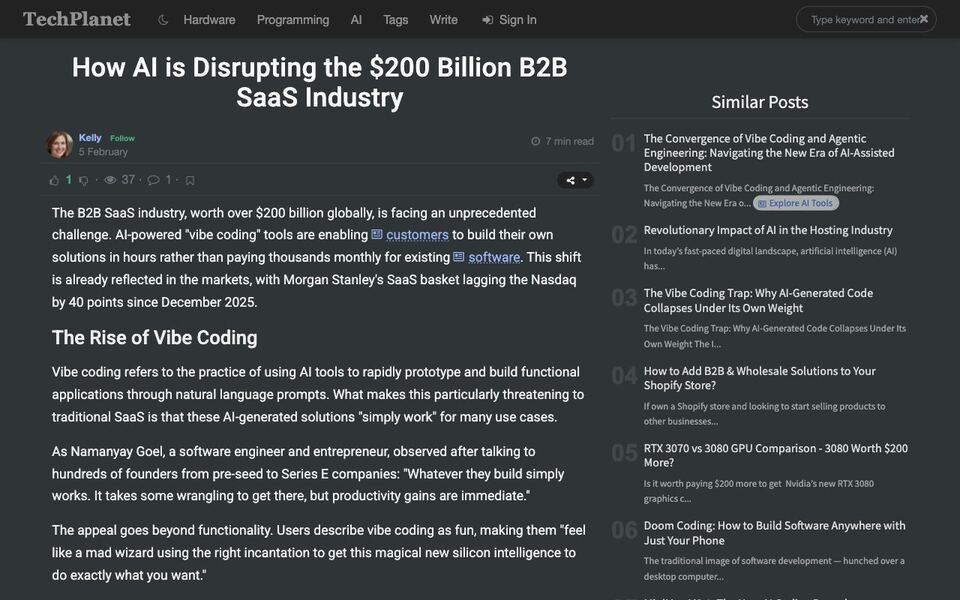 TechPlanet: How AI is Disrupting the $200 Billion B2B SaaS Industry